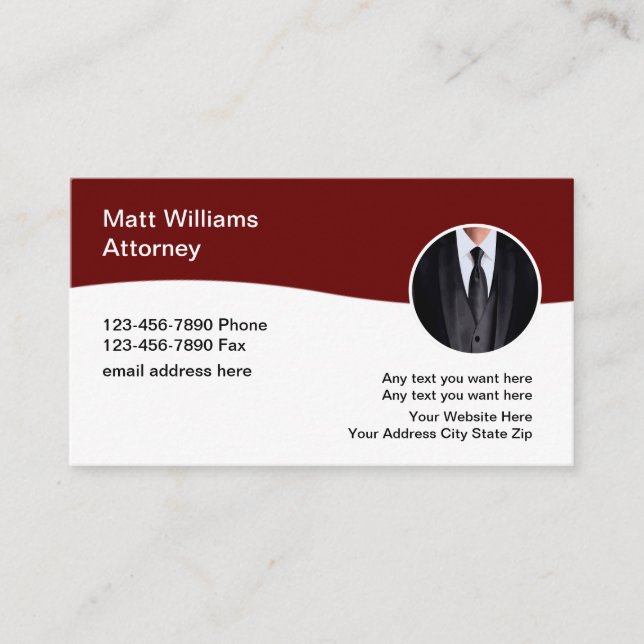 Classy Professional Custom Attorney Business Cards (Front)