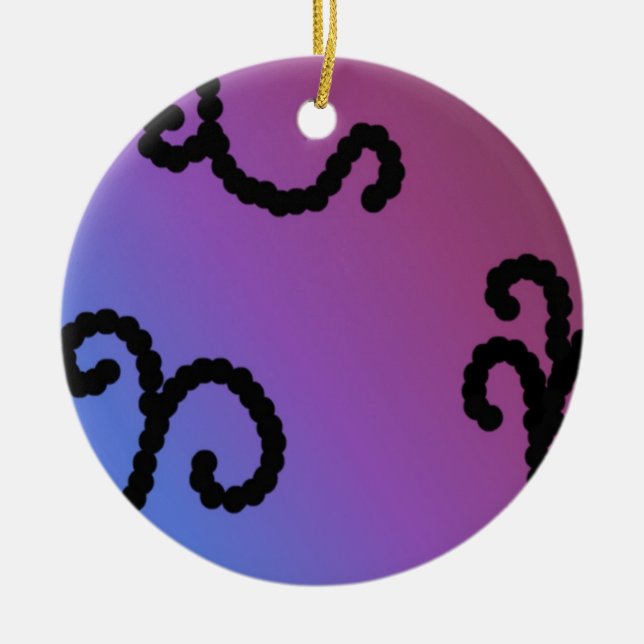 Classy Purple and Black Beaded Swirl Ceramic Ornament (Front)
