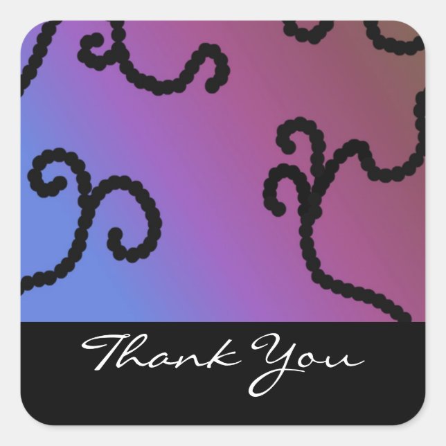 Classy Purple and Black Beaded Thank You Square Sticker (Front)