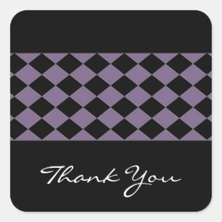 Classy Purple and Black Diamond Thank You Square Sticker