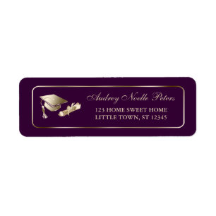 Classy Purple and Gold Graduate Address Labels