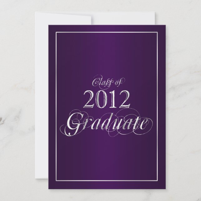 Classy Purple and Silver 2012 Graduate Invitation (Front)