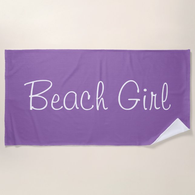 Classy Purple Beach Girl Design Towel (Front)