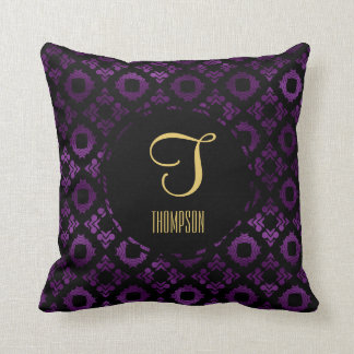 Classy Purple, Black, and Gold Throw Pillow