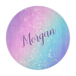 Classy Purple & Blue Bokeh Star, Name or Monogram  Cutting Board