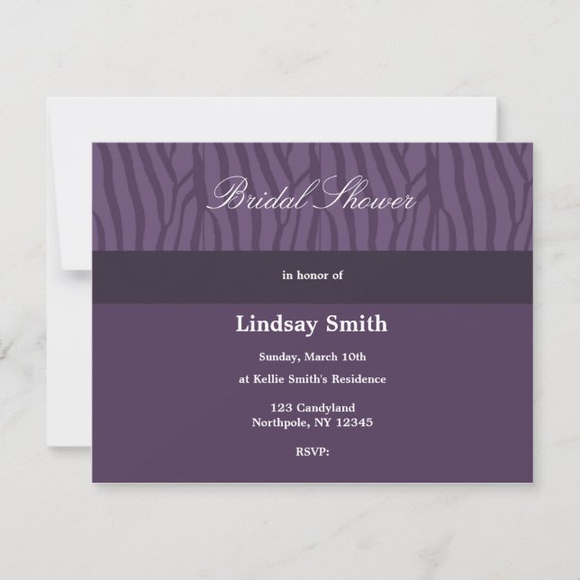 Classy Purple Bridal Shower Invitation (Front)