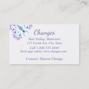 Classy Purple Butterfly Hair & Nails Custom Business Card