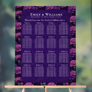 Classy Purple Carnation Floral Traditional Wedding Acrylic Sign