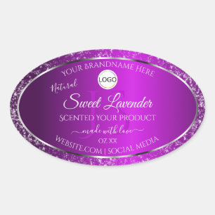Classy Purple Logo Initials Glitter Product Labels