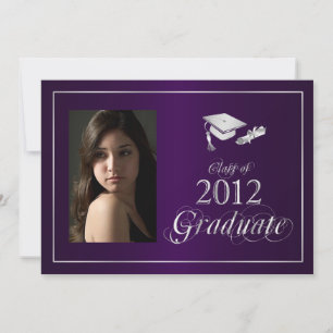 Classy Purple & Silver 2012 Graduate Photo Invite