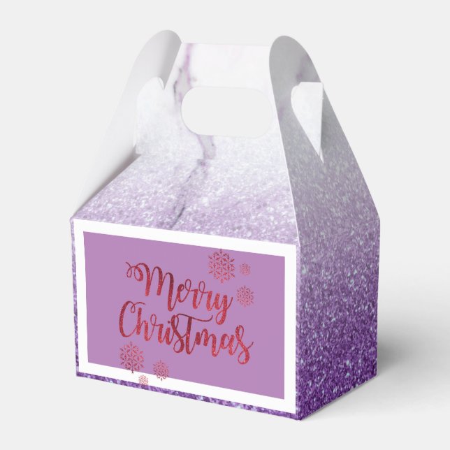 Classy Purple Silver Sequins Favor Box (Front Side)