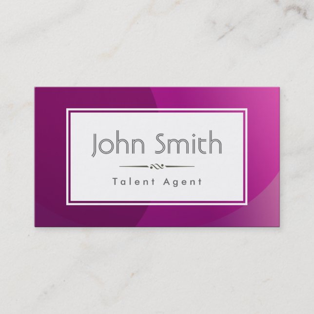 Classy Purple Talent Agent Business Card (Front)