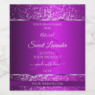 Classy Purple with Glitter Initials Product Labels