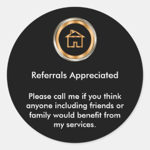 Classy Real Estate Agent Referral Appreciation Classic Round Sticker