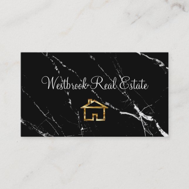 Classy Real Estate House Symbol Design Business Card (Front)