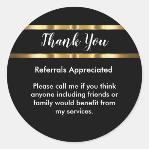 Classy Real Estate Theme Referral Thank You Classic Round Sticker