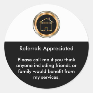 Classy Realtor Referral Appreciation Classic Round Sticker