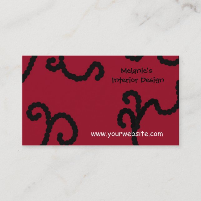 Classy Red and Black Interior Design Business Card (Front)