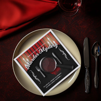 Classy Red and Black Murder Mystery Dinner Napkin