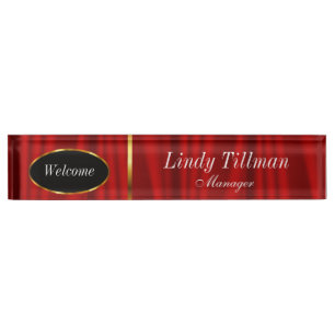 Classy Red and Gold   Personalize Nameplate
