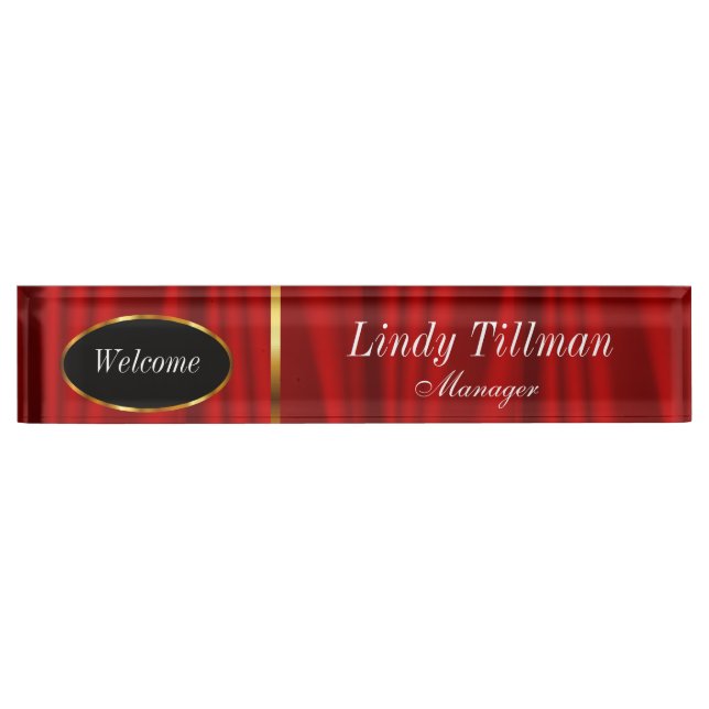Classy Red and Gold | Personalize Nameplate (Front)