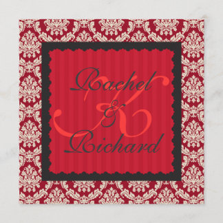 CLASSY RED DAMASK INVITATION FOR RENEWAL OF VOWS/