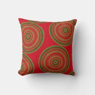 Classy Red Green Gold Dot Pattern Throw Pillow