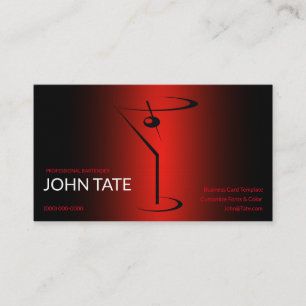 Classy Red Martini Metallic Bartender Template Business Card