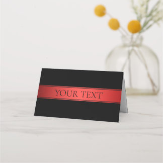 Classy Red Stripe & Black Background or DIY Place Card