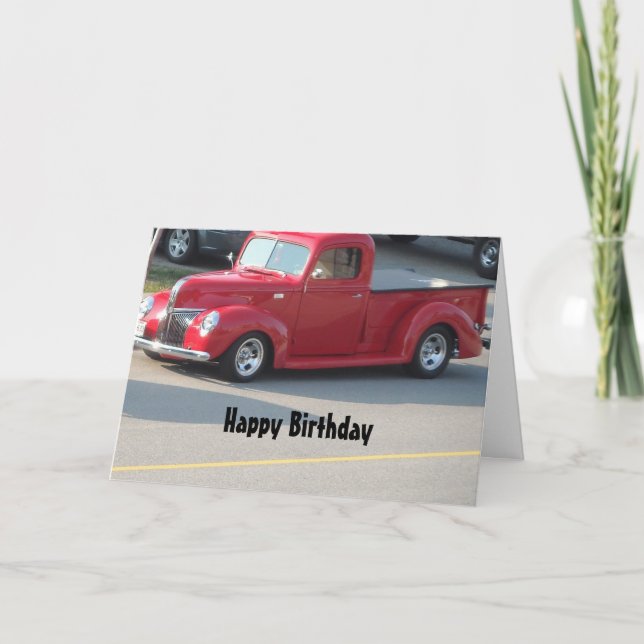 Classy Red Truck - Happy Birthday Card (Front)
