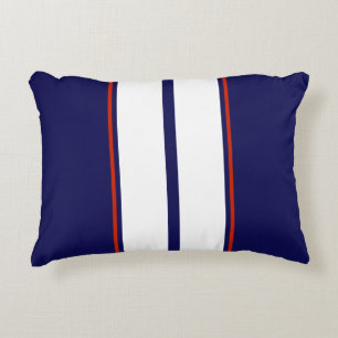 Classy Red, White, and Blue Racing Stripes Accent Pillow