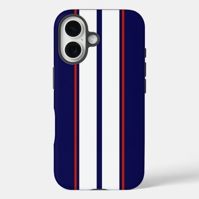 Classy Red, White, and Blue Racing Stripes Case-Mate iPhone Case (Back)