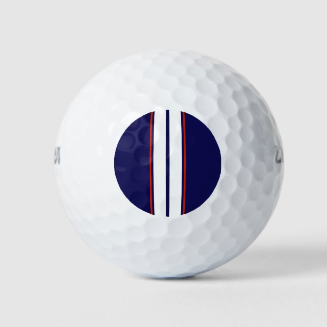 Classy Red, White, and Blue Racing Stripes Golf Balls (Front)
