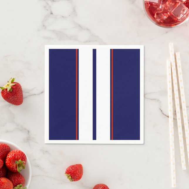 Classy Red, White, and Blue Racing Stripes Napkin (Insitu)
