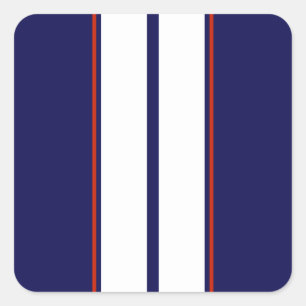 Classy Red, White, and Blue Racing Stripes Square Sticker
