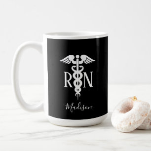 Classy Registered Nurse Black White Personalized Coffee Mug