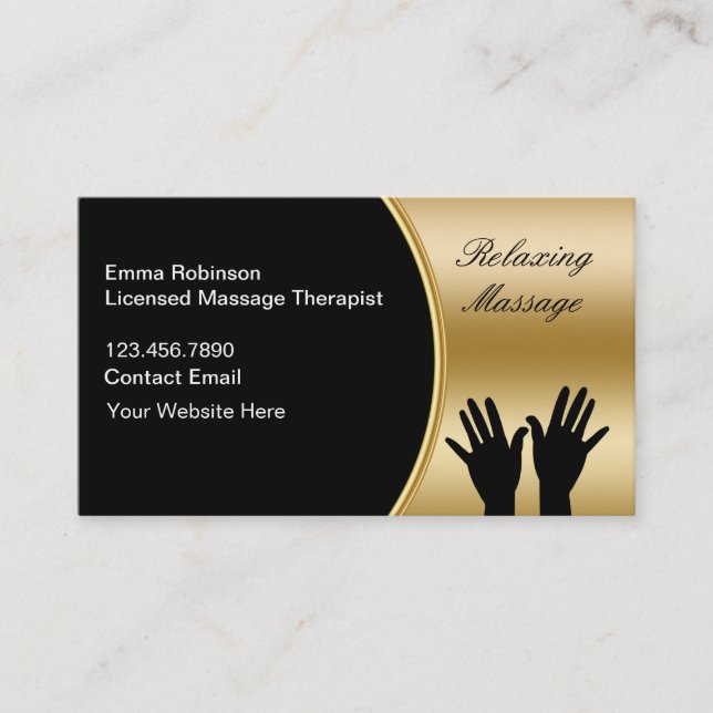 Classy Relaxing Massage Therapist Business Cards (Front)