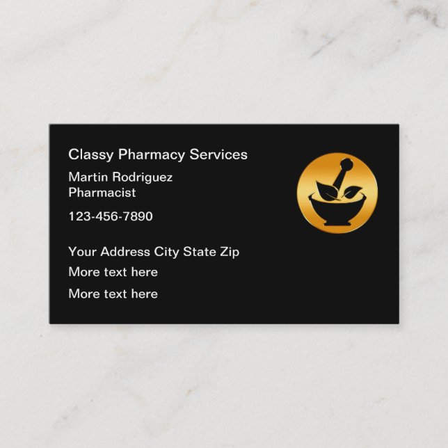 Classy Retail Pharmacy Pharmacist Business Card (Front)