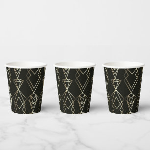 Classy Retro Design in Black and Gold  Paper Cups