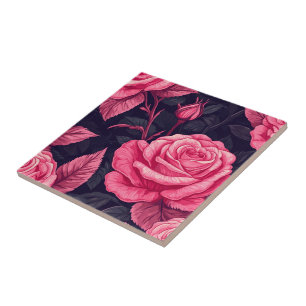 Classy Retro Rose Ceramic Tiles  For Bathroom Wall