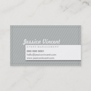 CLASSY RETRO STITCH plain modern silver grey Business Card