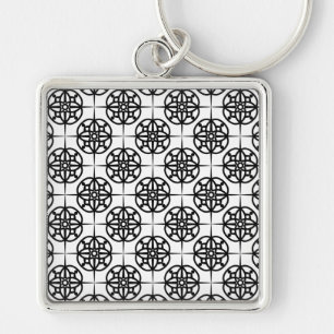 Classy Retro Vibe Geometric Pattern Keychain