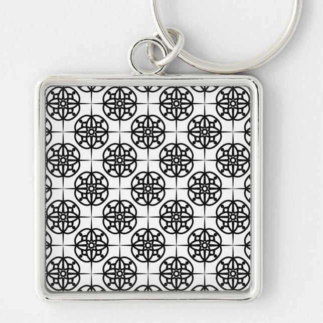 Classy Retro Vibe Geometric Pattern Keychain (Front)