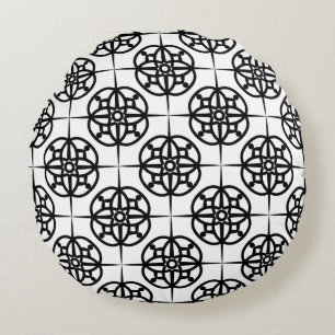 Classy Retro Vibe Geometric Pattern Round Pillow