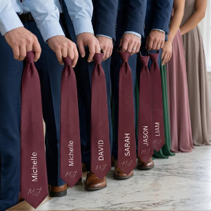 Classy Rich Burgundy & Bubblegum Pink Custom Name Tie