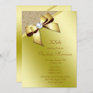 Classy Romantic Gold Birthday Party Invitation