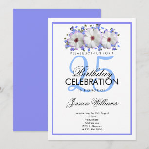 Classy Romantic White Flowers Birthday Invitation