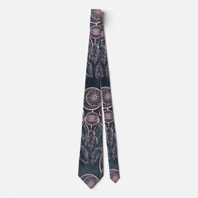 Classy Rose Gold dreamcatcher Grey Pattern Tie (Front)