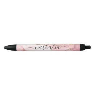 Classy Rose Gold Glitter Foil  Black Ink Pen