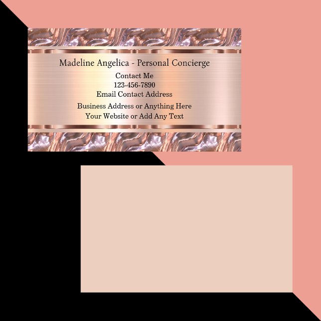 Classy Rose Gold Personal Concierge Cartes de visi (Créateur téléchargé)